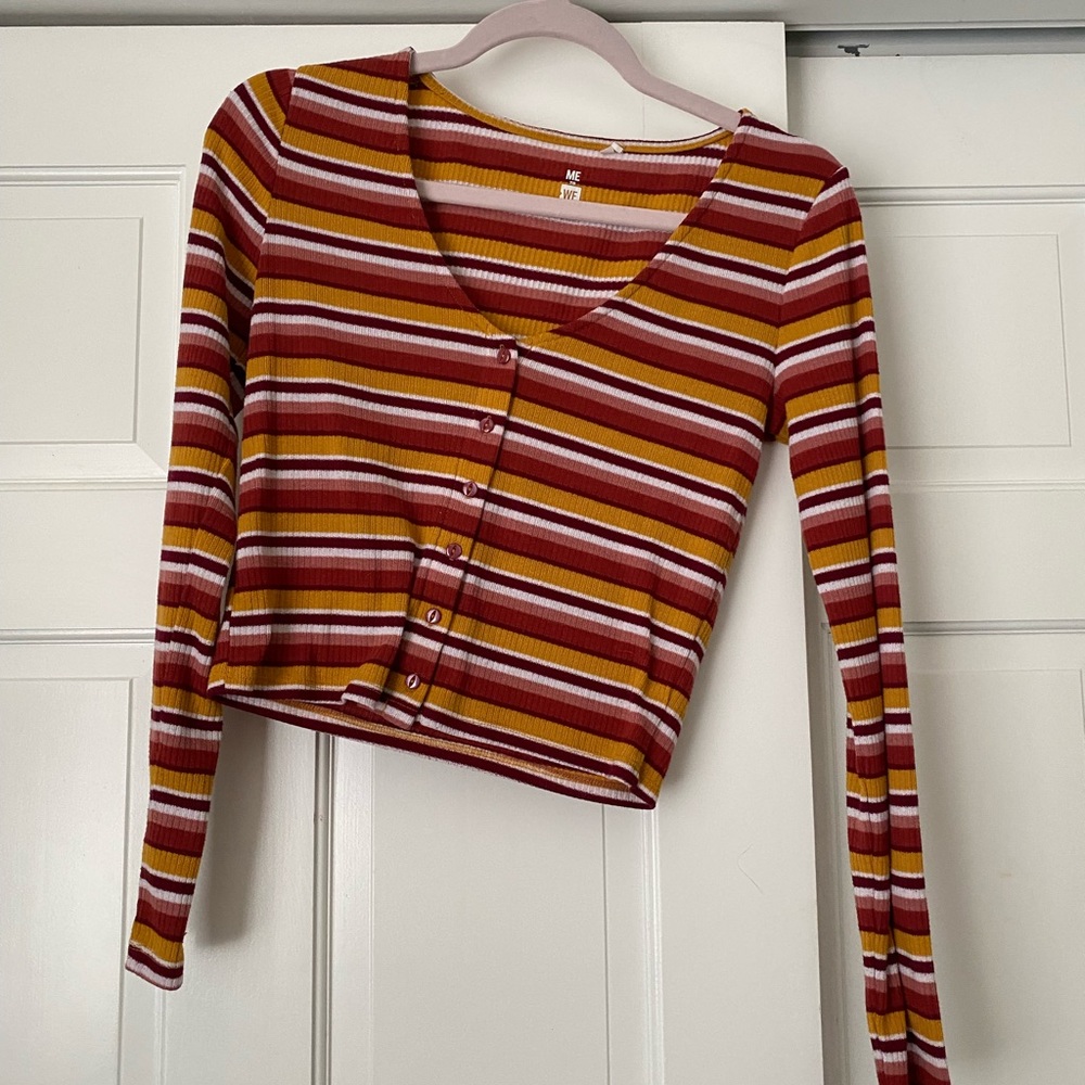 Long sleeve striped ribbed shirt